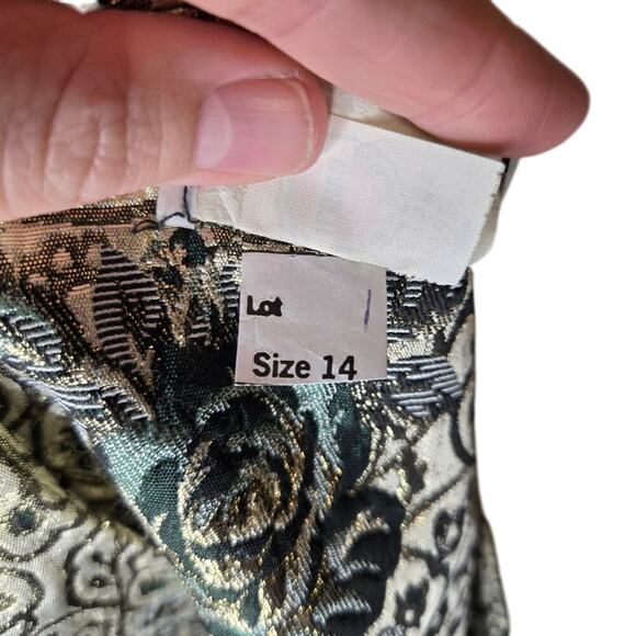 KATHERINE LINDSAY METALLIC BROCADE JACKET BLAZER FLORAL SIZE 14 VINTAGE 0308 - Picture 8 of 10